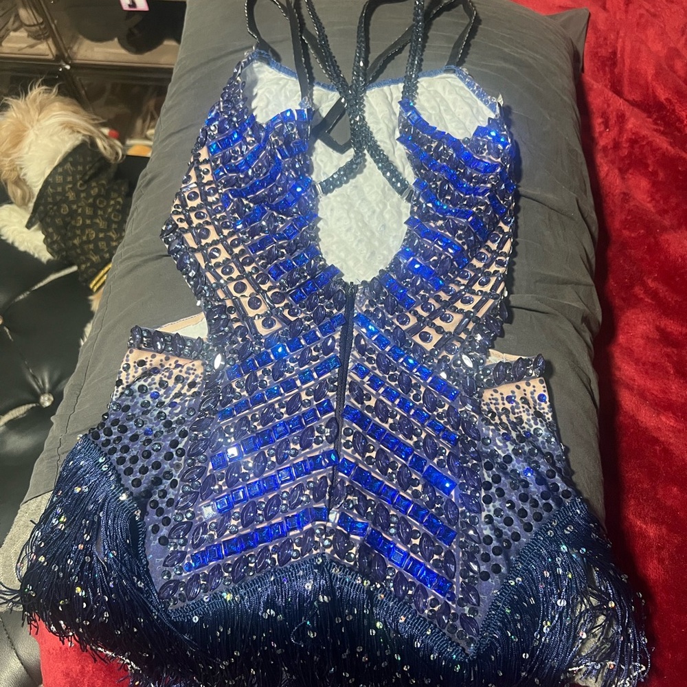 Blue Sequin Embellished Bodycon Dress - Picture 2 of 3
